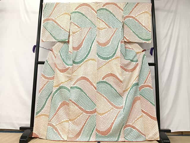 平和屋着物■上質な小紋　総絞り　流水文　正絹　逸品　CABK0153ua