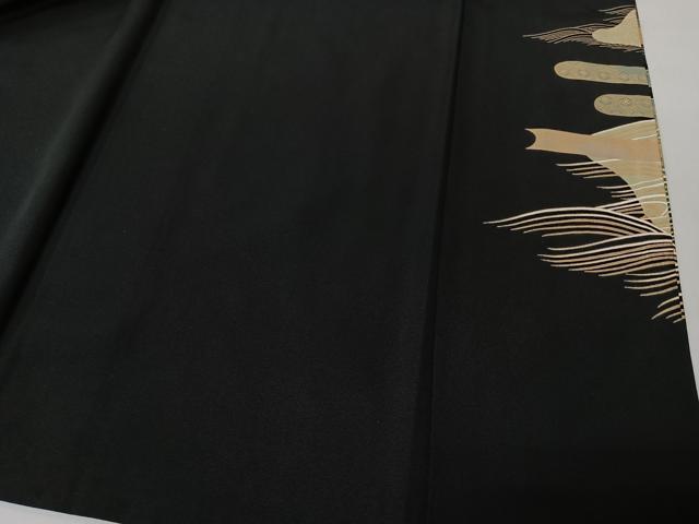 平和屋着物■豪華黒留袖　駒刺繍　地紙吉祥花文　金彩　正絹　逸品　CABK0155ua