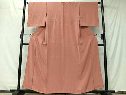 平和屋着物■上質な色無地　珊瑚色　正絹　逸品　未使用　CABK0156ua