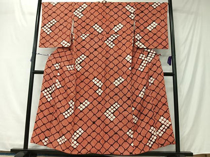 平和屋着物■上質な小紋　総絞り　斜め格子　やまと誂製　正絹　逸品　CABK0158ua