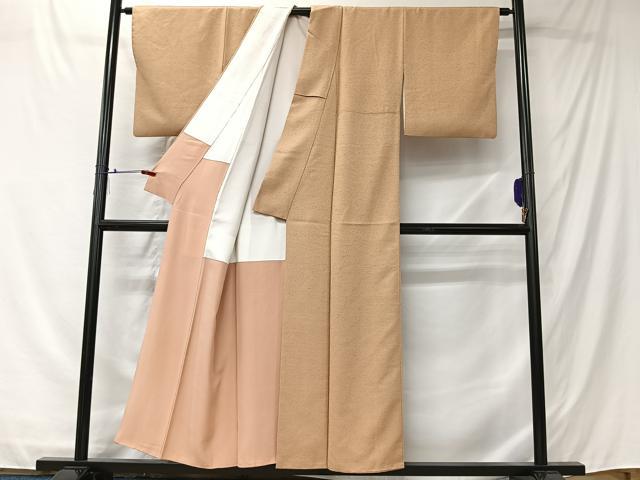 平和屋着物■上質な色無地　洒落柿色　正絹　逸品　CABK0160ua