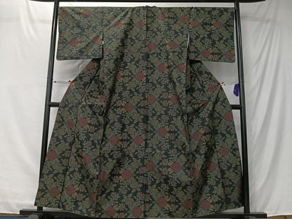 平和屋着物■本場大島紬　7マルキ　草花文　正絹　逸品　CABK0161ua