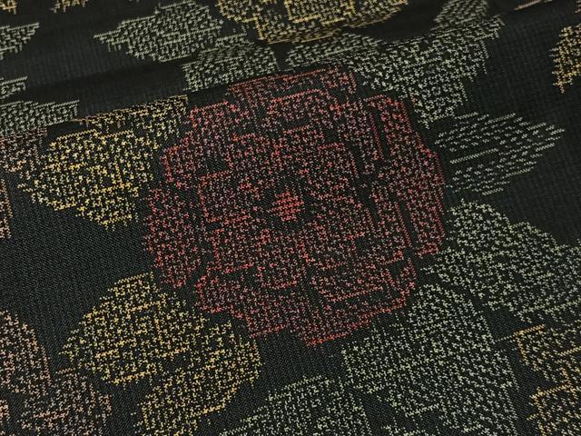 平和屋着物■本場大島紬　7マルキ　草花文　正絹　逸品　CABK0161ua