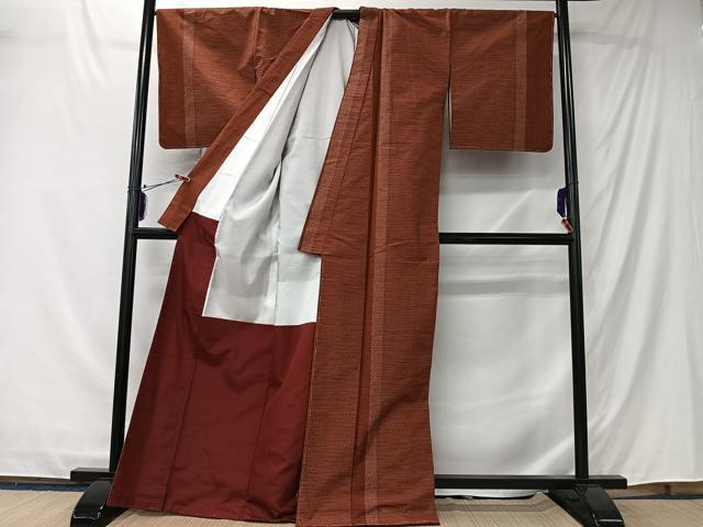 平和屋着物■上質な紬　80亀甲　亀甲間道　正絹　逸品　未使用　CABK0162ua