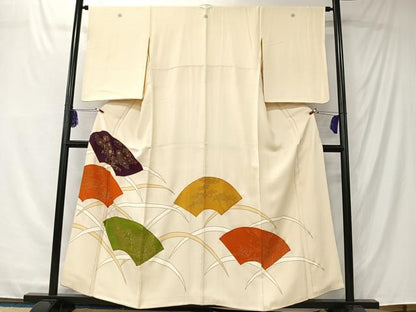 平和屋着物■豪華色留袖　駒刺繍　地紙風景文　金彩　正絹　逸品　CABK0167ua