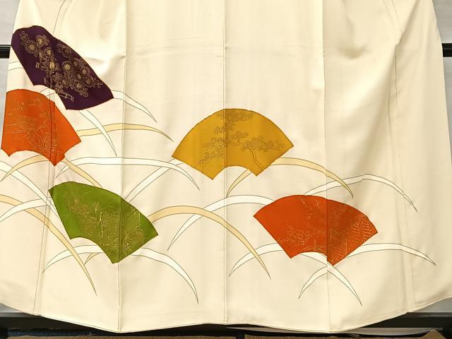 平和屋着物■豪華色留袖　駒刺繍　地紙風景文　金彩　正絹　逸品　CABK0167ua
