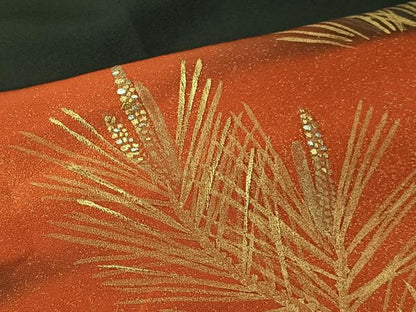 平和屋着物■豪華黒留袖　刺繍　エ霞松文　暈し染め　金彩　正絹　逸品　CABK0168ua