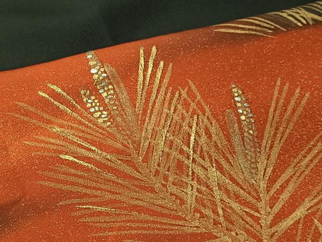 平和屋着物■豪華黒留袖　刺繍　エ霞松文　暈し染め　金彩　正絹　逸品　CABK0168ua