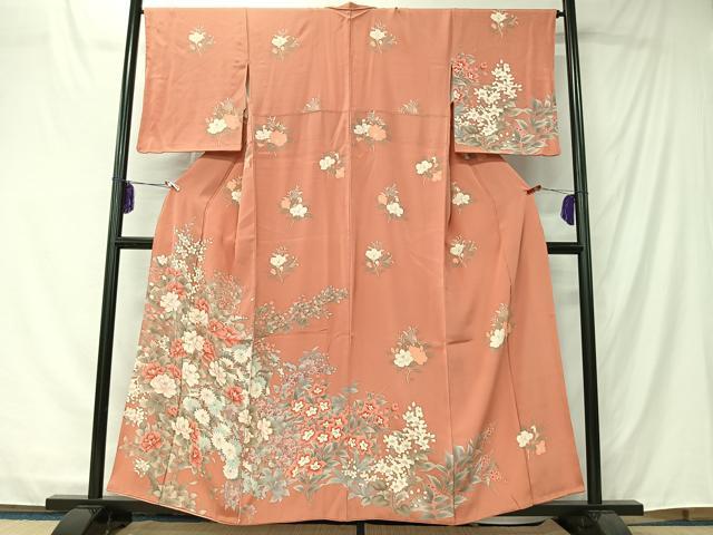 平和屋着物■訪問着　草花文　金彩　正絹　逸品　CABK0171ua