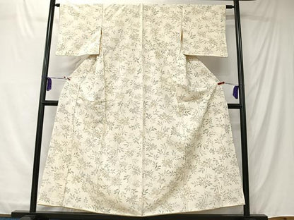 平和屋着物■上質な紬　枝花文　正絹　逸品　CABK0174ua