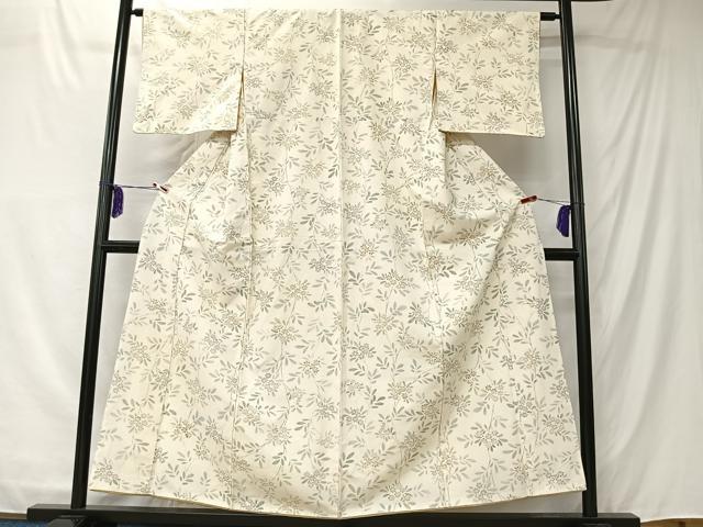 平和屋着物■上質な紬　枝花文　正絹　逸品　CABK0174ua