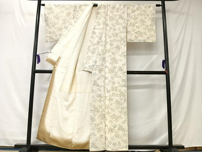平和屋着物■上質な紬　枝花文　正絹　逸品　CABK0174ua
