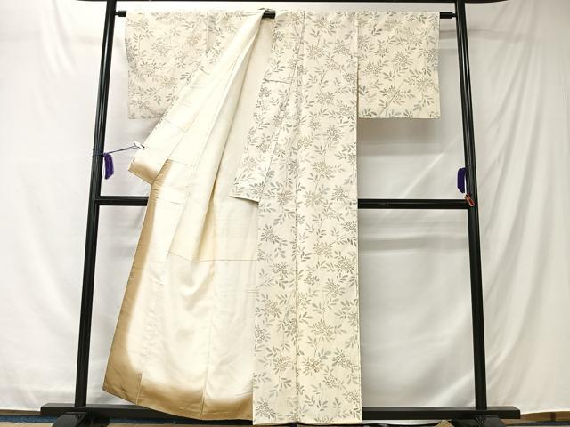 平和屋着物■上質な紬　枝花文　正絹　逸品　CABK0174ua