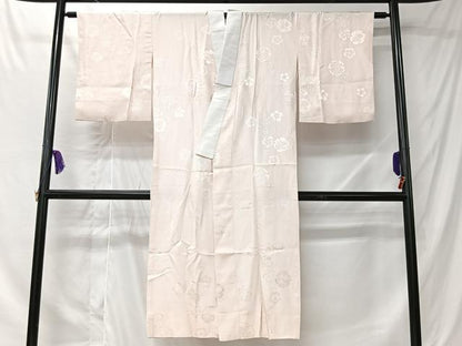 平和屋着物■長襦袢　無双仕立て　雪輪草花地紋　薄桜色　正絹　逸品　CABK0177ua