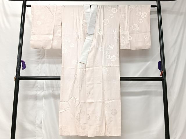 平和屋着物■長襦袢　無双仕立て　雪輪草花地紋　薄桜色　正絹　逸品　CABK0177ua