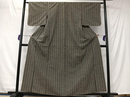 平和屋着物■上質な紬　縞　正絹　逸品　CABK0180ua
