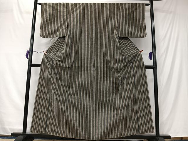 平和屋着物■上質な紬　縞　正絹　逸品　CABK0180ua
