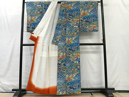 平和屋着物■上質な小紋　草花文　正絹　逸品　CABK0181ua
