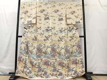 平和屋着物■訪問着　風景草花文　やまと誂製　正絹　逸品　CABK0182ua