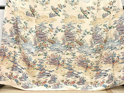 平和屋着物■訪問着　風景草花文　やまと誂製　正絹　逸品　CABK0182ua