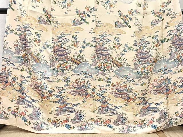 平和屋着物■訪問着　風景草花文　やまと誂製　正絹　逸品　CABK0182ua