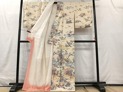 平和屋着物■訪問着　風景草花文　やまと誂製　正絹　逸品　CABK0182ua