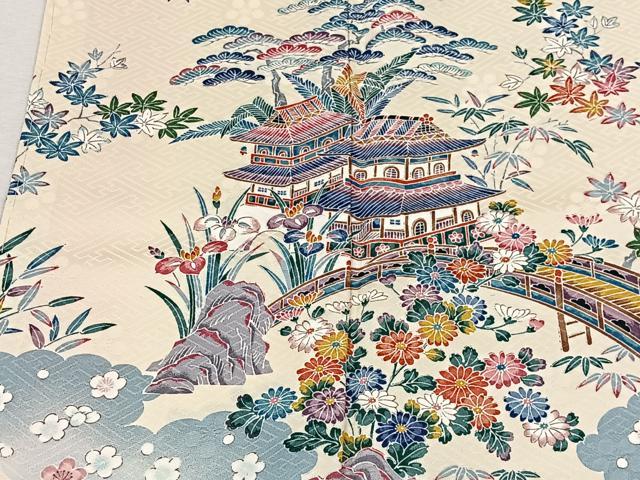 平和屋着物■訪問着　風景草花文　やまと誂製　正絹　逸品　CABK0182ua