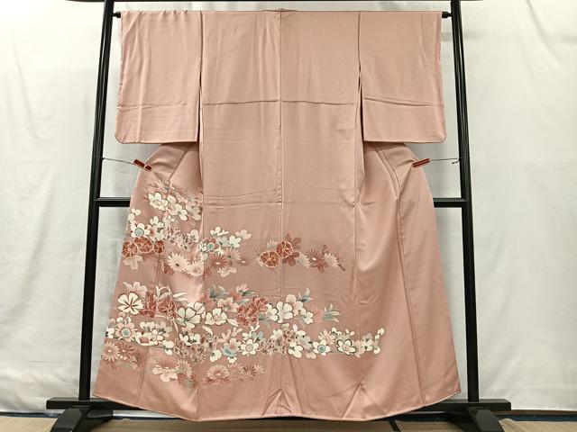 平和屋着物■豪華色留袖　刺繍　草花文　金糸　正絹　逸品　CABK0184ua
