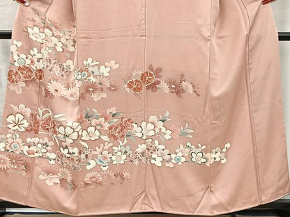 平和屋着物■豪華色留袖　刺繍　草花文　金糸　正絹　逸品　CABK0184ua