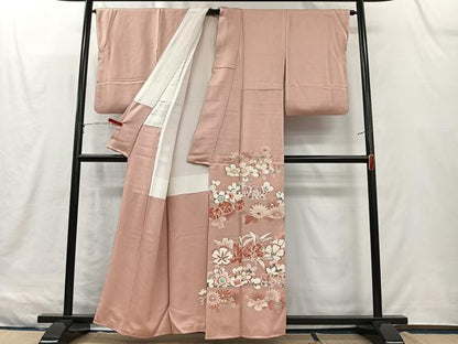 平和屋着物■豪華色留袖　刺繍　草花文　金糸　正絹　逸品　CABK0184ua