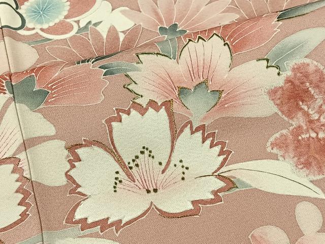 平和屋着物■豪華色留袖　刺繍　草花文　金糸　正絹　逸品　CABK0184ua