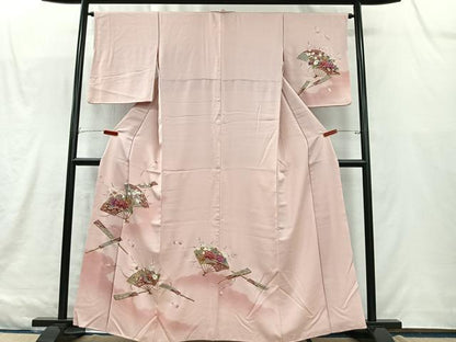 平和屋着物■訪問着　扇面花文　絞り　金彩　正絹　逸品　CABK0188ua