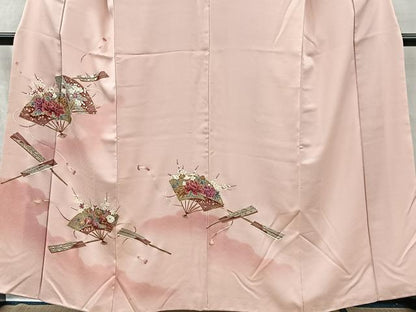 平和屋着物■訪問着　扇面花文　絞り　金彩　正絹　逸品　CABK0188ua