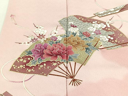 平和屋着物■訪問着　扇面花文　絞り　金彩　正絹　逸品　CABK0188ua