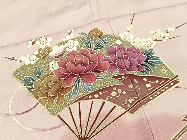 平和屋着物■訪問着　扇面花文　絞り　金彩　正絹　逸品　CABK0188ua