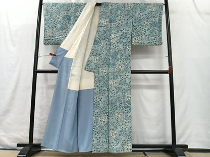 平和屋着物■上質な小紋　花唐草文　正絹　逸品　CABK0189ua