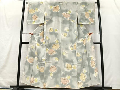 平和屋着物■上質な小紋　草花文　暈し染め　正絹　逸品　CABK0194ua