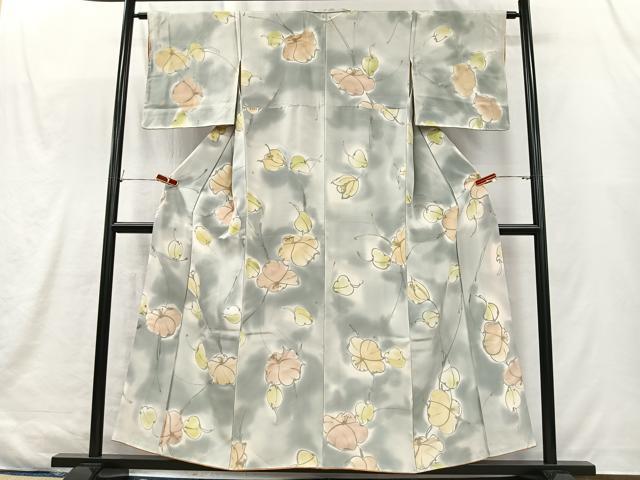 平和屋着物■上質な小紋　草花文　暈し染め　正絹　逸品　CABK0194ua