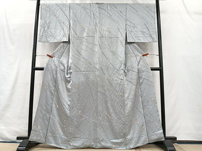 平和屋着物■上質な小紋　絞り　斜線文　正絹　逸品　CABK0195ua