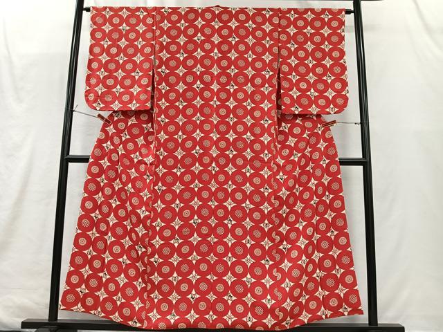 平和屋着物■上質な小紋　型染め　花蝶丸文　正絹　逸品　CABK0198ua