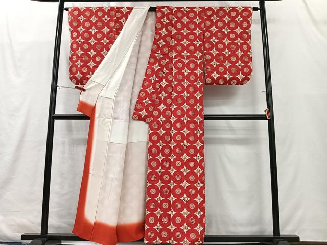 平和屋着物■上質な小紋　型染め　花蝶丸文　正絹　逸品　CABK0198ua