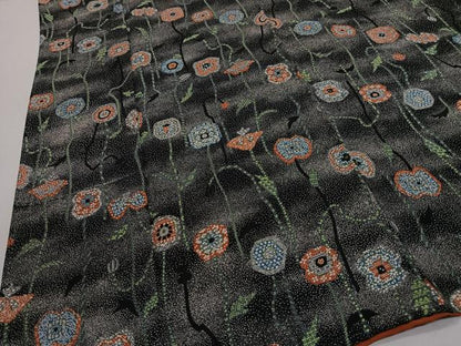 平和屋着物■上質な小紋　草花文　黒地　正絹　逸品　CABK0199ua