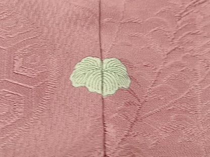 平和屋着物■上質な色無地　流水草葉地紋　退紅色　正絹　逸品　CABK0201ua