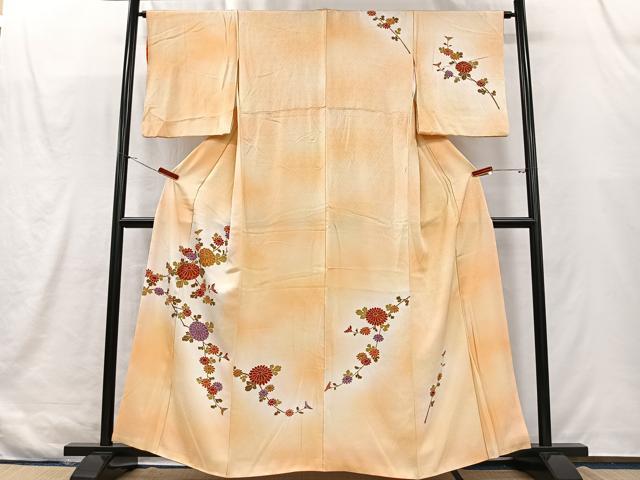 平和屋着物■訪問着　駒刺繍　草花文　暈し染め　正絹　逸品　CABK0203ua