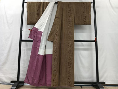 平和屋着物■上質な小紋　花間道　成り物　正絹　逸品　CABK0208ua