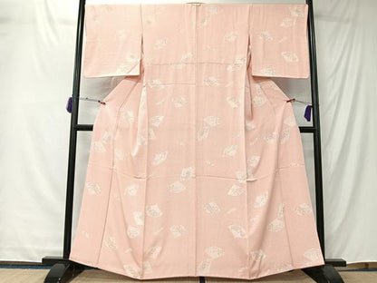 平和屋着物■上質な小紋　扇面花文　たたき染め　正絹　逸品　CABK0214ua