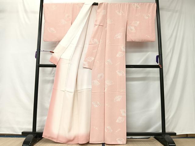 平和屋着物■上質な小紋　扇面花文　たたき染め　正絹　逸品　CABK0214ua