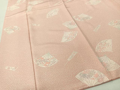 平和屋着物■上質な小紋　扇面花文　たたき染め　正絹　逸品　CABK0214ua