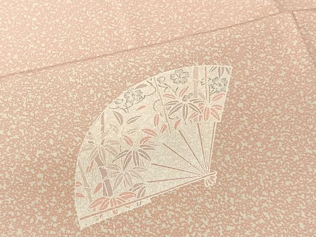 平和屋着物■上質な小紋　扇面花文　たたき染め　正絹　逸品　CABK0214ua