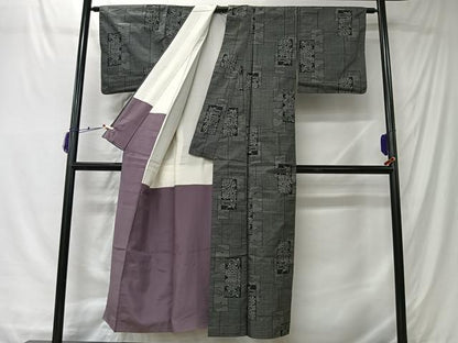 平和屋着物■本場大島紬　7マルキ　色紙重ね草花文　正絹　逸品　CABK0217ua